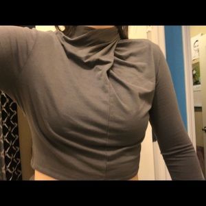 Wrap turtleneck crop top